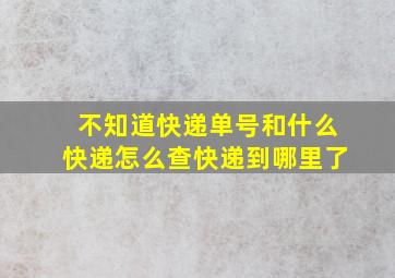 不知道快递单号和什么快递怎么查快递到哪里了