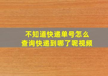 不知道快递单号怎么查询快递到哪了呢视频