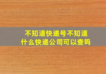 不知道快递号不知道什么快递公司可以查吗