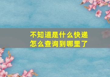 不知道是什么快递怎么查询到哪里了