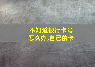 不知道银行卡号怎么办,自己的卡