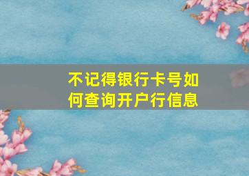 不记得银行卡号如何查询开户行信息