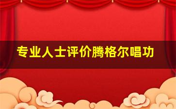 专业人士评价腾格尔唱功