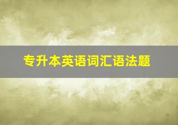 专升本英语词汇语法题