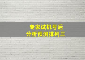 专家试机号后分析预测排列三