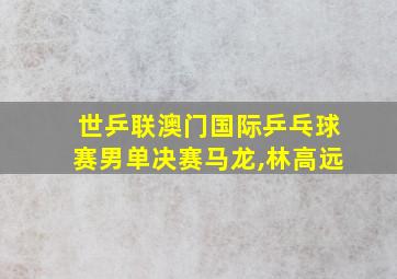 世乒联澳门国际乒乓球赛男单决赛马龙,林高远