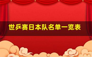 世乒赛日本队名单一览表