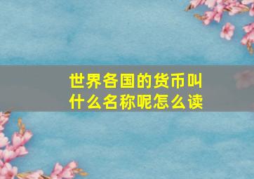 世界各国的货币叫什么名称呢怎么读