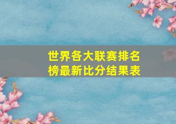 世界各大联赛排名榜最新比分结果表