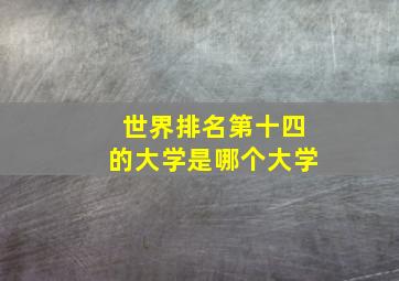 世界排名第十四的大学是哪个大学