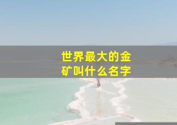 世界最大的金矿叫什么名字