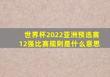 世界杯2022亚洲预选赛12强比赛规则是什么意思