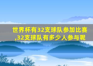 世界杯有32支球队参加比赛,32支球队有多少人参与呢