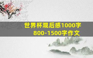 世界杯观后感1000字800-1500字作文