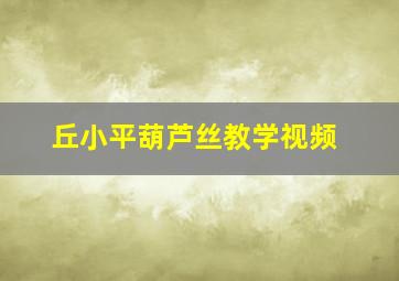 丘小平葫芦丝教学视频