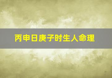 丙申日庚子时生人命理