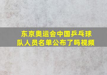 东京奥运会中国乒乓球队人员名单公布了吗视频