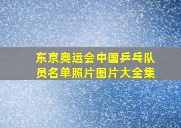 东京奥运会中国乒乓队员名单照片图片大全集