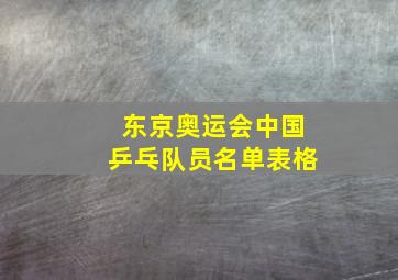 东京奥运会中国乒乓队员名单表格