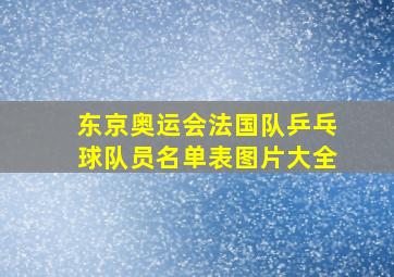 东京奥运会法国队乒乓球队员名单表图片大全