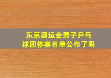 东京奥运会男子乒乓球团体赛名单公布了吗