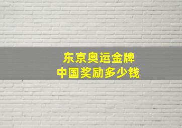 东京奥运金牌中国奖励多少钱