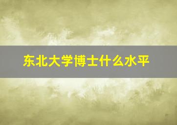 东北大学博士什么水平