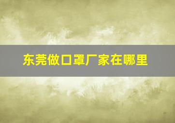 东莞做口罩厂家在哪里