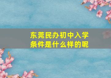 东莞民办初中入学条件是什么样的呢