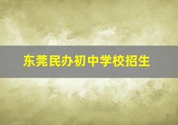 东莞民办初中学校招生