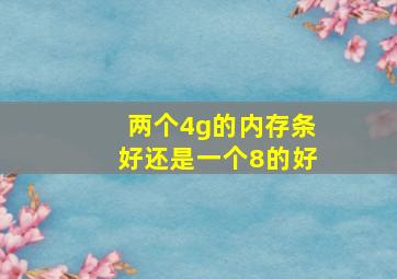 两个4g的内存条好还是一个8的好