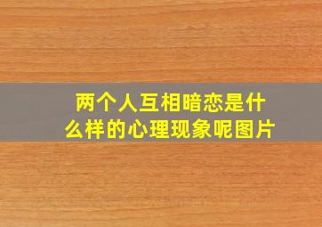 两个人互相暗恋是什么样的心理现象呢图片