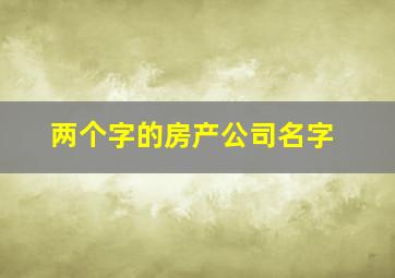 两个字的房产公司名字