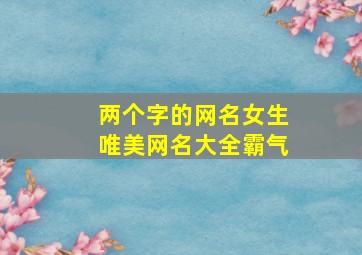 两个字的网名女生唯美网名大全霸气