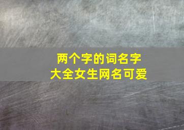 两个字的词名字大全女生网名可爱