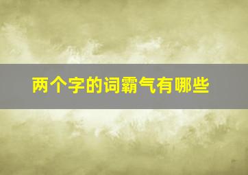 两个字的词霸气有哪些