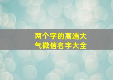 两个字的高端大气微信名字大全