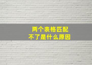 两个表格匹配不了是什么原因