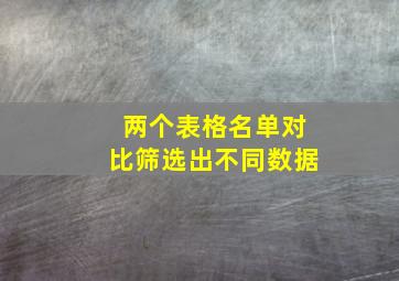 两个表格名单对比筛选出不同数据