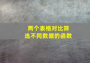 两个表格对比筛选不同数据的函数