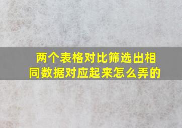 两个表格对比筛选出相同数据对应起来怎么弄的