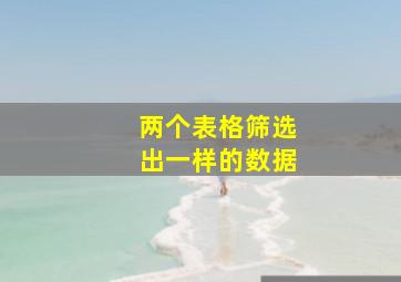 两个表格筛选出一样的数据