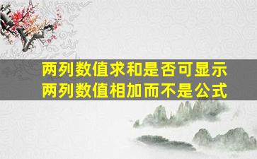 两列数值求和是否可显示两列数值相加而不是公式