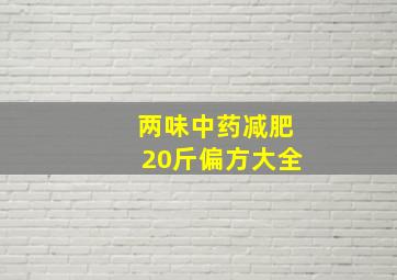 两味中药减肥20斤偏方大全