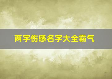 两字伤感名字大全霸气