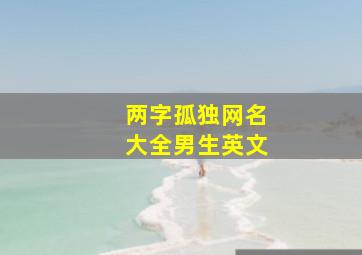 两字孤独网名大全男生英文