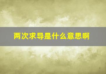 两次求导是什么意思啊