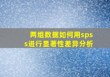 两组数据如何用spss进行显著性差异分析