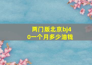 两门版北京bj40一个月多少油钱