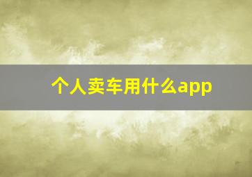 个人卖车用什么app